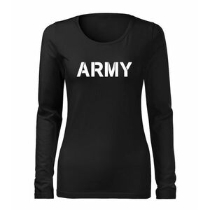 DRAGOWA Slim tricou de damă cu mânecă lungă army, negru 160g/m2 imagine