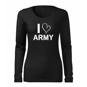 DRAGOWA Slim tricou de damă cu mânecă lungă i love army, negru 160g/m2 imagine