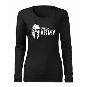 DRAGOWA Slim tricou de damă cu mânecă lungă spartan army, negru 160g/m2 imagine