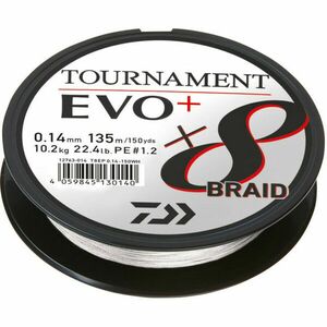Fir textil Daiwa Tournament X8 BRAID EVO+, alb, 135m (Diametru fir: 0.16 mm) imagine