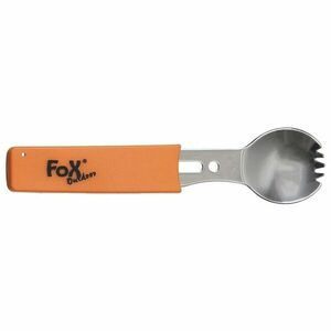 Lingură multifuncțională FoxOutdoor, oțel inoxidabil, mâner portocaliu imagine