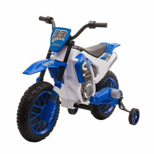 Motocicleta Cros Electrica HOMCOM pentru Copii 3-5 ani, Baterie 12V Reincarcabila, Rotite Detasabile, Albastru inchis 106, 5x51, 5x68cm | Aosom RO imagine