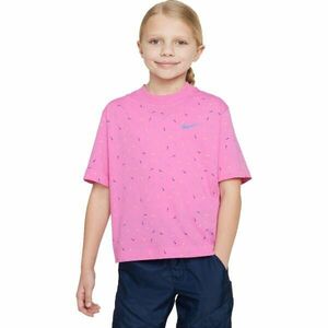 Nike NSW TEE BOXY SWOOSH AOP Tricou pentru fete, roz, mărime imagine