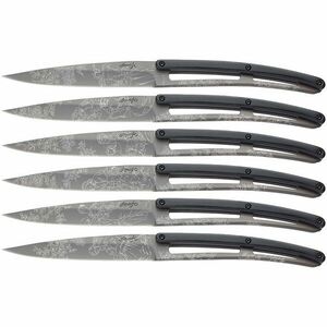 Set de 6 cuțite Deejo, lamă din titan gri, mâner din ABS, design Toile de Jouy imagine