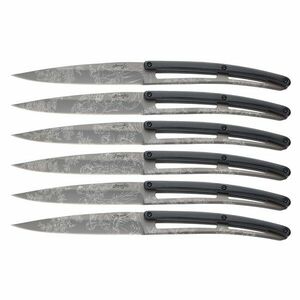 Set de 6 cuțite de friptură Deejo lamă titan cu suprafață paperstone design Toile de Jouy imagine
