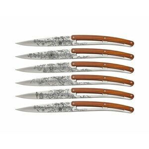 Set cuțite pliabile pentru friptură Deejo Tattoo cu finisaj lucios coralwood design Blossom imagine