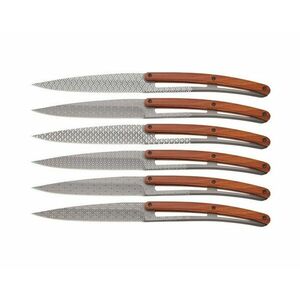 Set cuțite pliabile pentru friptură Deejo Tattoo cu finisaj mat coralwood design Geometry imagine