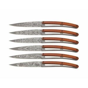 Set cuțite pliabile pentru friptură Deejo Tattoo cu finisaj gri deschis coralwood Grand Siecle imagine