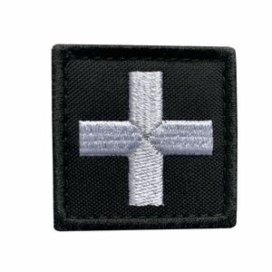 WARAGOD Applique broderie cruce medic Patch negru și alb imagine