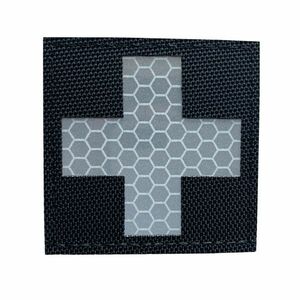 WARAGOD reflectorizant Fabric Cross Medic Patch negru și alb imagine