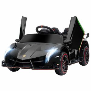 Mașină electrică pentru copii cu telecomandă Lamborghini Veneno 12V, roți cu suspensie, vârsta 3-6 ani, neagră 111x61x45cm HOMCOM | Aosom RO imagine