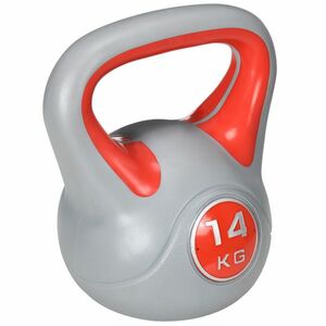 SPORTNOW Kettlebell 14kg pentru Întărire Musculară, Bază Plată, Mâner Confortabil, PU și Nisip, 26x18x32 cm, Roșu | Aosom Romania imagine