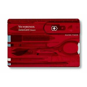 Victorinox SwissCard Ruby briceag de buzunar, roșu transparent, 10 funcții, blister imagine
