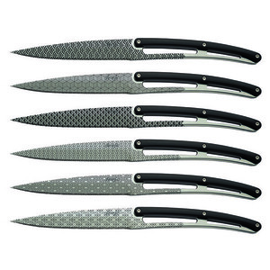 Set de 6 cuțite Deejo lama lucioasă mâner zimțat negru ABS design Geometry imagine