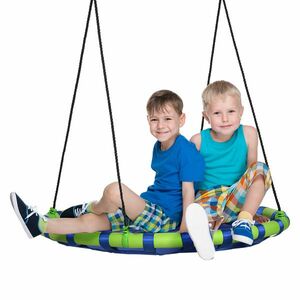 Outsunny Leagan de gradina pentru copii cu varste intre 3 si 8 ani, leagan Ø100cm cu franghiii reglabile, albastru | AOSOM RO imagine