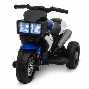 HOMCOM Motocicletă Electrică Copii 3-6 Ani, 3 Roți, Baterie 6V, din PP și Metal, Albastru Închis și Negru, 86x42x52cm | Aosom Romania imagine
