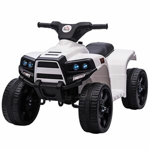 ATV electric pentru copii HOMCOM, lumini si claxon, negru/alb | Aosom RO imagine