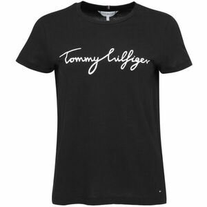 Tommy Hilfiger REG C-NK SIGNATURE TEE Tricou pentru femei, negru, mărime imagine