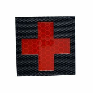 WARAGOD reflectorizant Fabric Cross Medic Patch negru și roșu imagine