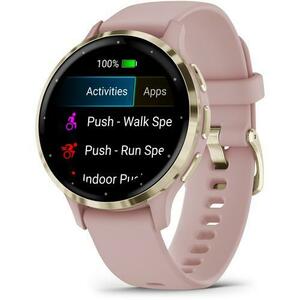 Ceas activity outdoor tracker Garmin Venu 3S, GPS, Wi-Fi, curea silicon, Pink Dawn/Soft Gold imagine