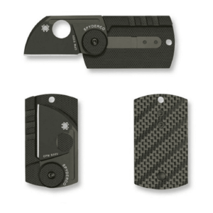 Spyderco Dog Tag Folder cuțit de buzunar pentru gât 3, 1 cm, negru, fibră de carbon, G10 imagine