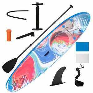 Outsunny stand up paddleboard gonflabil, padela reglabila din aluminiu, 300 x 76 x 15 cm, Albastru | Aosom Ro imagine