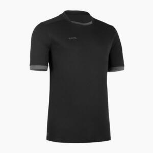 Tricou Rugby R100 Negru-Gri Bărbați imagine