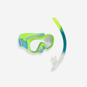 Set Snorkeling Mască și Tub SNK 100 Verde Copii imagine
