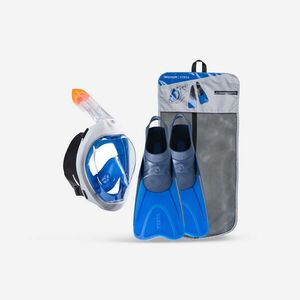 Kit snorkeling mască Easybreath 500 labe de înot Albastru Adulți imagine