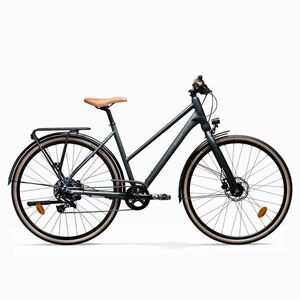 Bicicletă de oraș Elops 900 cadru jos verde închis imagine