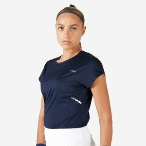 Tricou cu guler rotund Tenis Dry500 Albastru-Negru Damă imagine