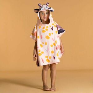 Poncho de baie bumbac Imprimeu Girafă Alb-Roz Copii imagine
