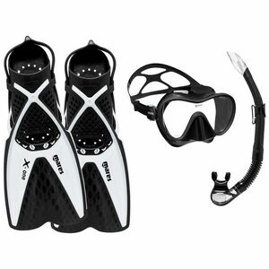 Set de snorkeling Labe de înot, mască și tub - Set Tropical Negru și Alb imagine