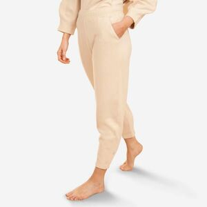 Pantalon Croială conică Yoga ușoară Bej Damă imagine