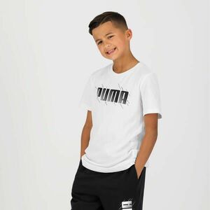 Tricou bumbac educație fizică Puma Alb cu imprimeu Băieți imagine