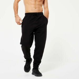 Pantalon de trening călduros Regular 500 Fitness Negru Bărbați imagine
