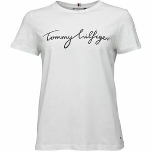 Tommy Hilfiger REG C-NK SIGNATURE TEE Tricou pentru femei, alb, mărime imagine