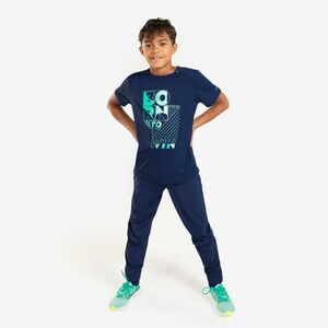 Pantalon cu fermoar alergare KIPRUN DRY+ bleumarin-verde Copii imagine