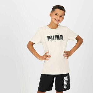 Tricou bumbac educație fizică Puma Bej cu imprimeu Băieți imagine