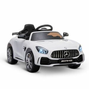 Masinuta pentru copii electrică de 12V cu licenta Mercedes Benz, viteză 3-5km/ora, telecomandă 2.4G, Muzică, claxon, lumini, Alba HOMCOM | Aosom RO imagine
