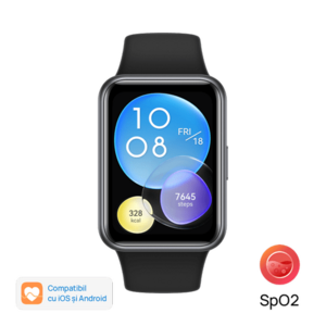 Ceas activity tracker Huawei Watch Fit 2, Display AMOLED 1.74inch, Bluetooth, Bratara Silicon, Rezistenta la apa, Microfon, Difuzor, Android/iOS (Negru) imagine
