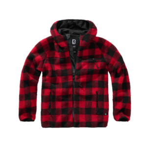 Jachetă cu glugă din fleece Brandit Teddyfleece Worker, roșu/negru imagine