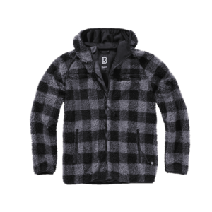 Jachetă cu glugă din fleece Brandit Teddyfleece Worker, negru/gri imagine