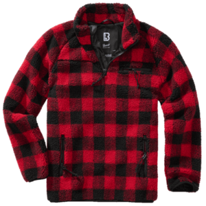 Jachetă fleece Brandit Teddyfleece Troyer, roșu/negru imagine