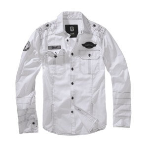 Brandit Luis Vintage cămașă cu mânecă lungă, albă imagine