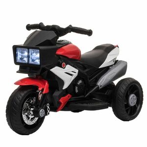 Motocicleta Electrica pentru Copii 3-5 Ani (max. 25kg) cu 3 Roti, Lumini si Sunete, Bateria 6V, Rosu, 86x42x52cm HOMCOM | Aosom RO imagine