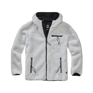 Jachetă cu glugă din fleece Brandit Teddyfleece Worker, alb imagine