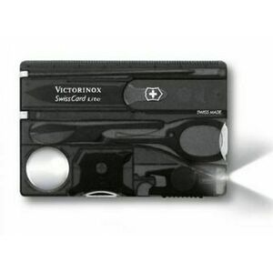 Cuțit de buzunar Victorinox SwissCard Lite Onyx, negru transparent, 13 funcții imagine