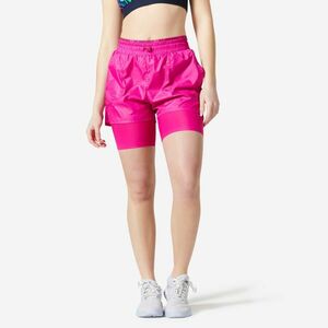 Pantalon scurt 2 în 1 FST520 Fitness Cardio Roz Damă imagine