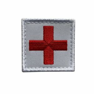 WARAGOD Applique Broderie cruce Medic Patch alb și roșu imagine